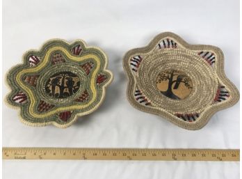 Decorative Woven & Beaded Wall Hanging Hand Painted Baskets