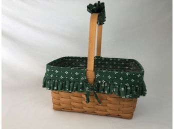 Longaberger Basket With Birthday Ornament And Green Liner