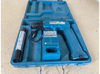 Makita Drill With Batteries & Charger In Blue Carrying Case