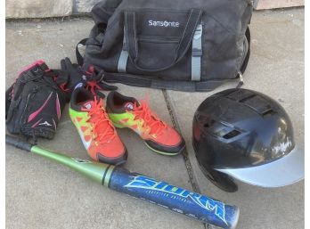 Youth Girls Softball Bag With 5Y Cleats, Bat, Softball Glove, Batting Glove, Helmet & More (see Photos)