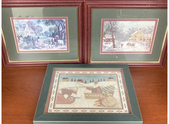 Three Matted & Framed Pieces (see Photos)