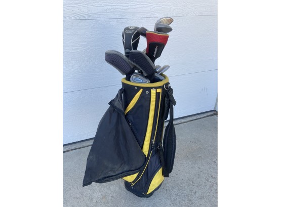 Black & Yellow Wilson Golf Bag Loaded With Clubs & Accessories