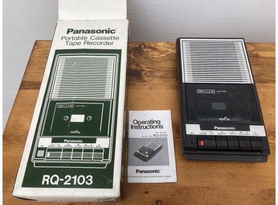 Vintage Panasonic Portable Cassette Tape Recorder With Original Box
