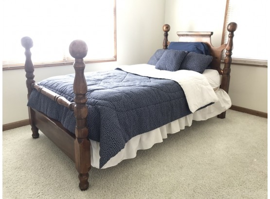 Wonderful Vintage Wood Twin Bed With Ornate Ball Posts (bedding Included)