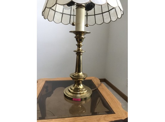 Capezio Shell Lampshade With Brass Base