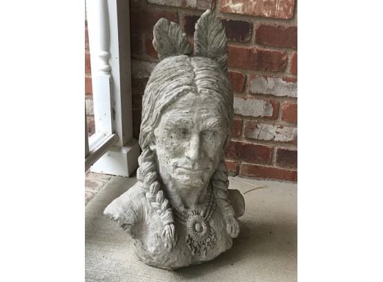 Beautiful Concrete Bust Of Native American