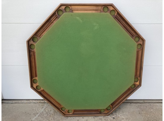 Vintage Green Felt Top Wooden 52 Inch Wide Octagon Poker/card Table Top