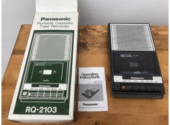 Vintage Panasonic Portable Cassette Tape Recorder With Original Box