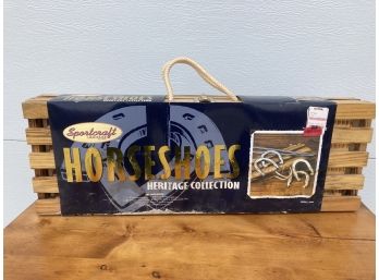 Unopened Horse Shoe Kit Game In Wooden Crate