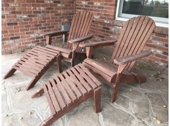 Pair Of Adirondack Chairs With Foot Stools