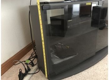 Panasonic VCR & Remote With Glass Door Black Media Stand- See Photos