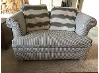 Green Striped Chair & 1/2 With Coordinating Back Cushions