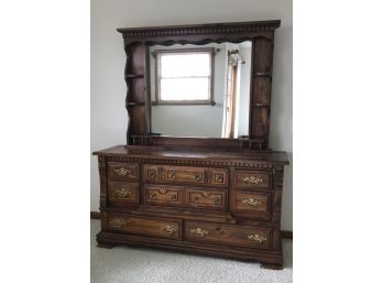 Beautiful Dresser With Mirror- Ornate Brass Eagle Hardware