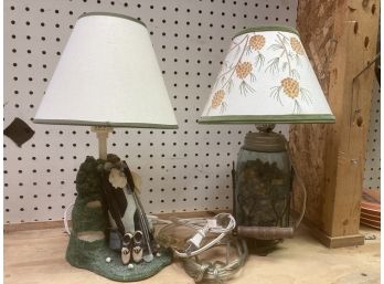 Two Lamps, One Golf Themed, The Other Kitchen Theme