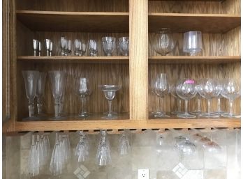 Collection Of Wine & Cocktail Glasses- All Shown In Bar Cabinet