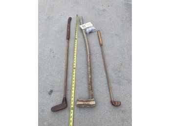 2 Vintage Style Wooden Golf Putters And A Hillybilly Putter Kit