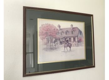 Framed Fall Tone Equestrian/cottage Print
