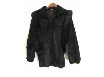 Women's Vintage Medium Black Rabbit Fur Coat- See Photos For Details