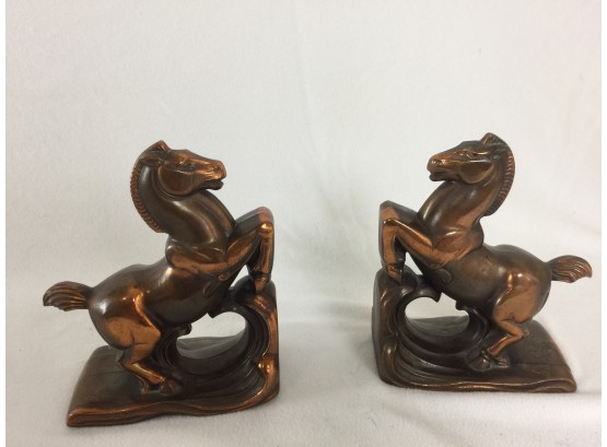 Matching Metal Horse Bookends