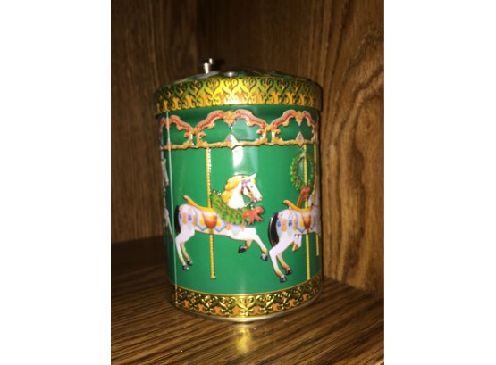 Pressed Metal Carousel Music Box Canister