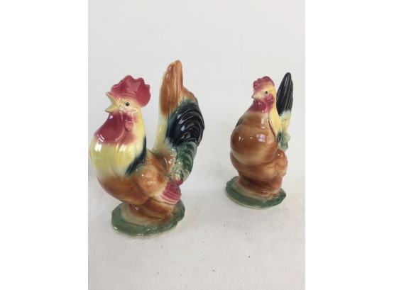 Colorful Vintage Ceramic Chicken Pair