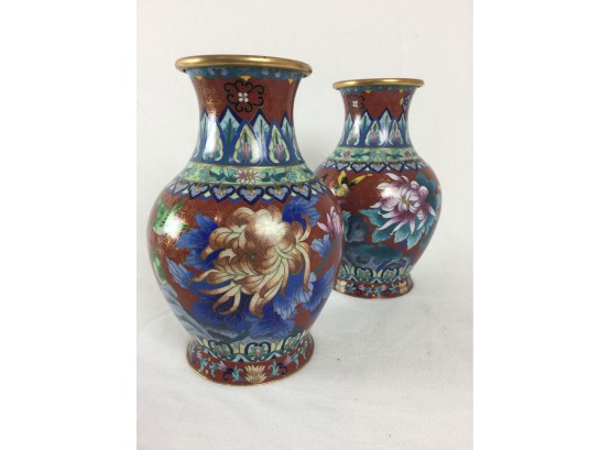 Pair Of Cloisonn Vases