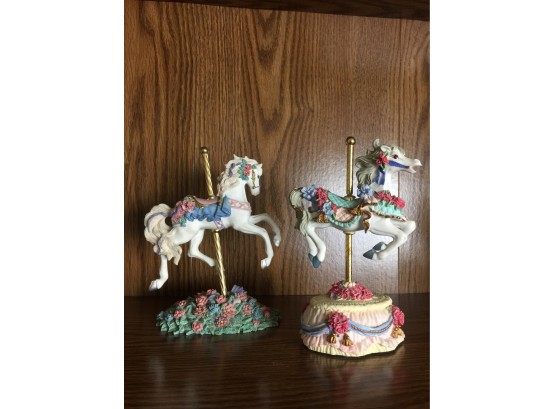 Two Beautiful Ceramic Carousel Horses