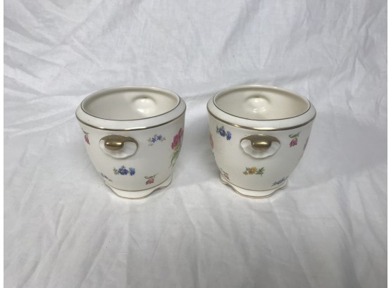 Two Matching Flower Print Pots