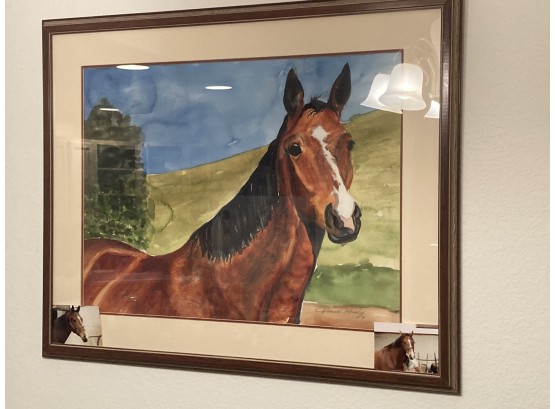 Beautiful Large Original Watercolor Of Horse Signed And Painted By Donna Lovely