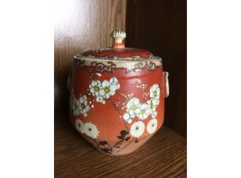 Beautiful Antique Oriental Cookie And Biscuit Jar With Lid