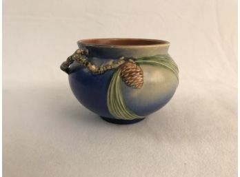 Wonderful Vintage Roseville Pottery Bowl With Delicate Branch And Pine Cone Motif