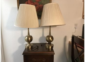 Pair Of Large Vintage Brass Lamps