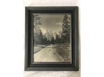 Large Framed Vintage Mountain Landscape Photo