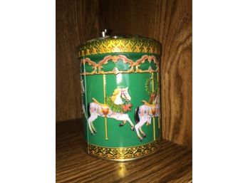 Pressed Metal Carousel Music Box Canister