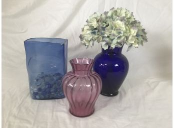 Three Glass Flower Vases