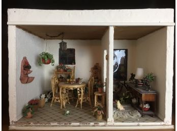 Handmade Diorama Of Adobe Dining Room And The Sitting Room