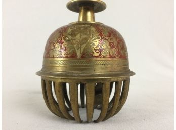 Vintage Chinese Enameled Brass Bell