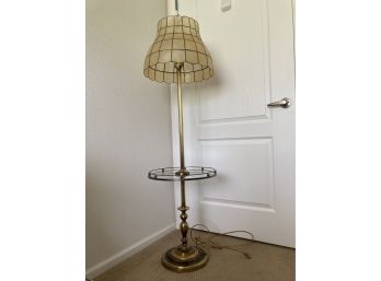 Capiz Shell Lampshade With Tall Brass Base