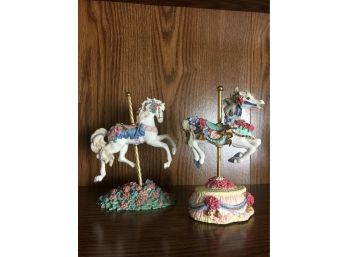 Two Beautiful Ceramic Carousel Horses