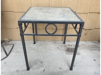 20 Inch Wide Square Metal Table With Plate Glass