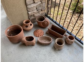 Large Assortment Of Terra-cotta Planters And Garden Pieces