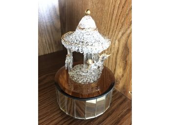 Mirrored Crystal And Gold Swan Carousel Music Box
