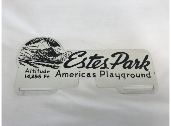 Metal White Estes Park License Plate Plaque