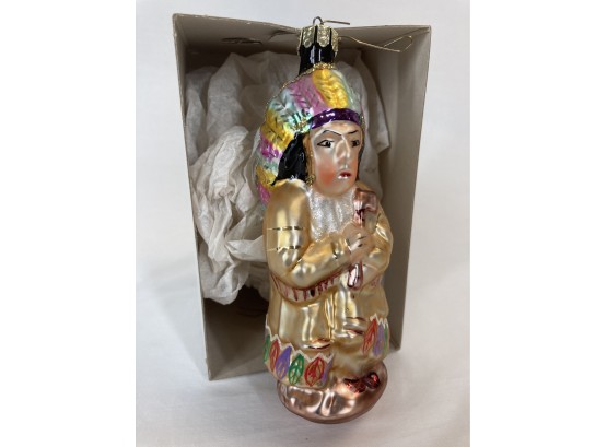 Christopher Radko Collectible Glass Ornament- Rare, Native American/ Sitting Bull