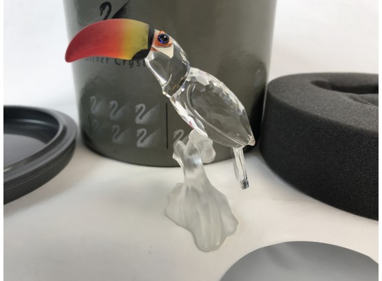 Detailed And Delicate Swarovski Silver Crystal Toucan In Original Box
