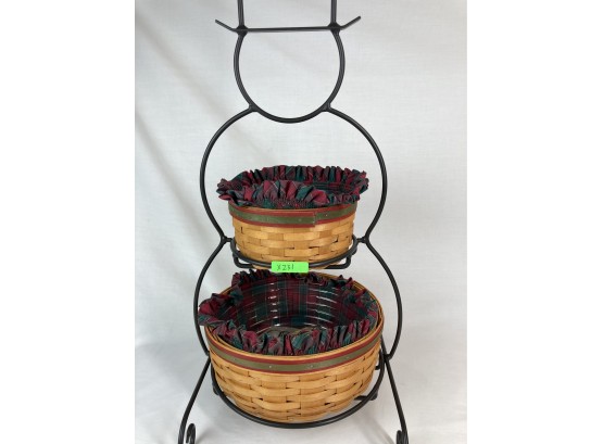 Longaberger Wrought Iron Originals- Snowman With Frosty And Frosty Jr Baskets