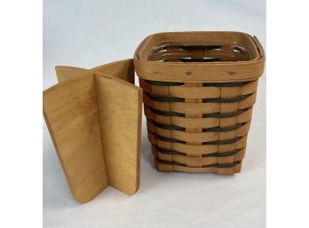 6 Inch Tall Handmade Longaberger Basket With Wooden Divider