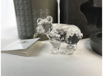 Really Cool Swarovski Austrian Silver Crystal Hand Faceted Bear With Fish