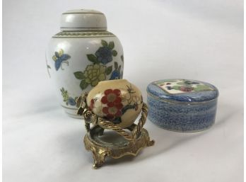 Delicate Collection Of Ceramics Featuring World War II Era Japanese Powder Box