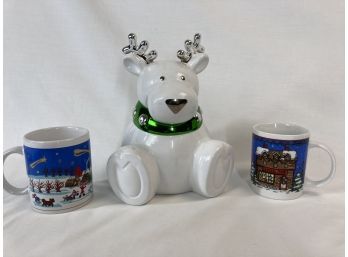 Cute Reindeer Candle & Festive Sanyie Mugs